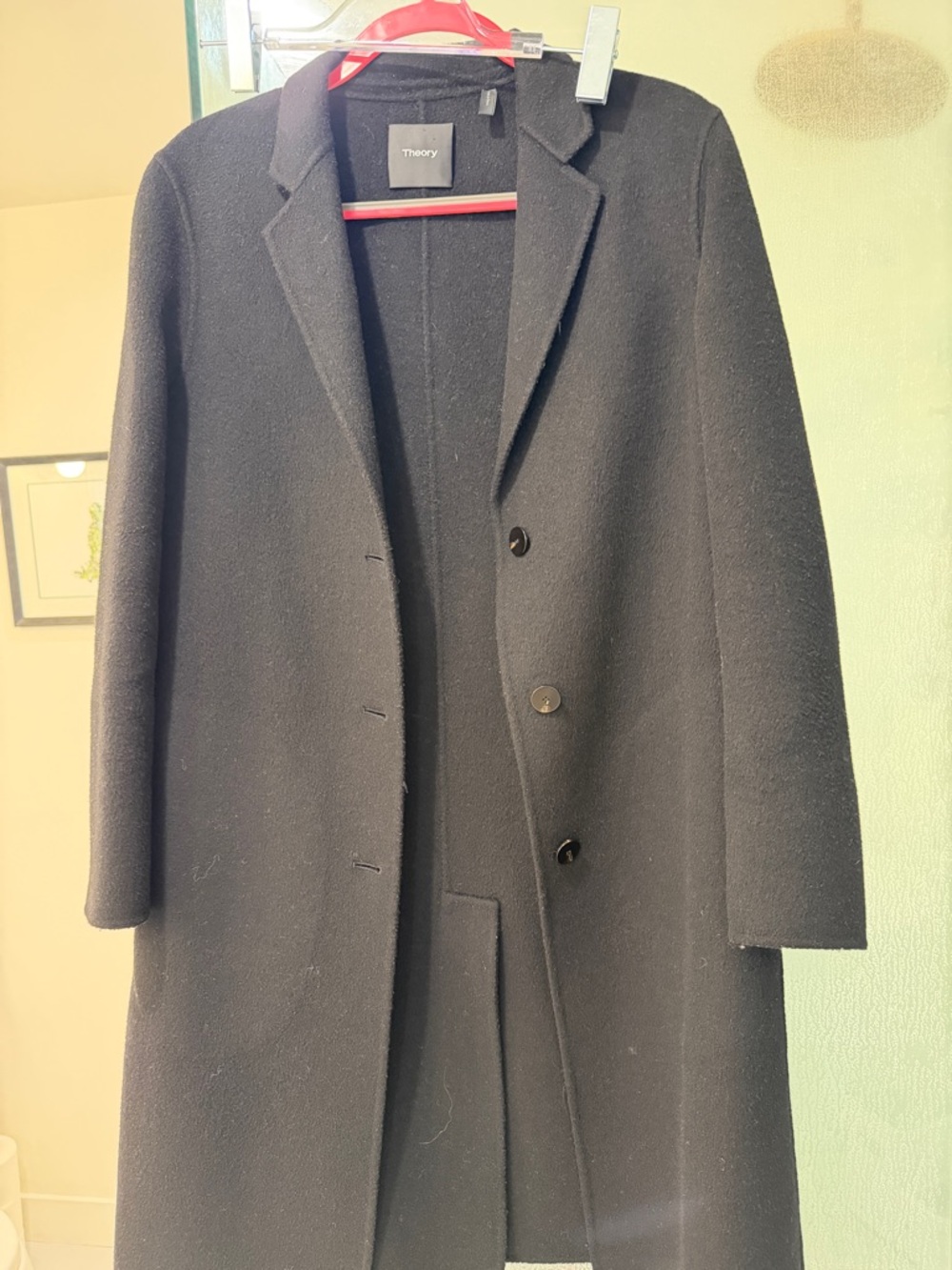 Theory Black Single-Breasted Wool-Blend Pea Coat